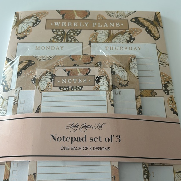 Lady Jayne  Butterfly Design Notepad Set - Cream and Brown - Picture 3 of 8